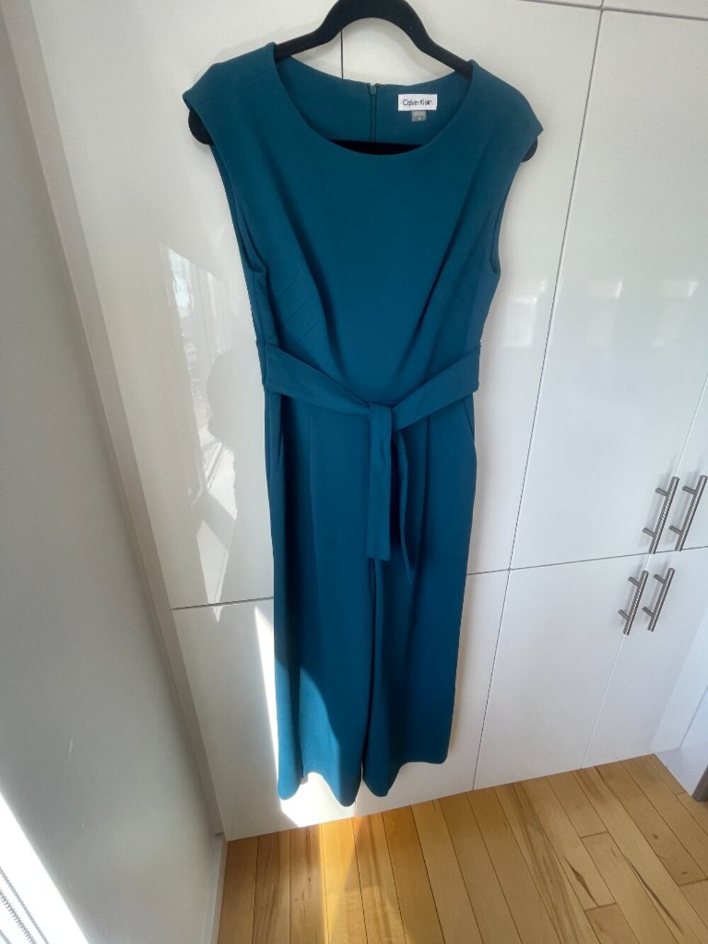 CALVIN KLEIN Teal Blue Tailored Wide-Leg Business - Casual Jumpsuit - Size 6